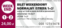 wzór biletu weekendowego normalnego na strefę 1 i 2 w kolorze ciemnoróżowym