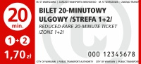 wzór biletu 20-minutowego ulgowego w kolorze jasnoczerwonym