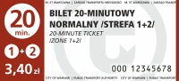 wzór biletu 20-minutowego normalnego w kolorze ciemnoczerwonym