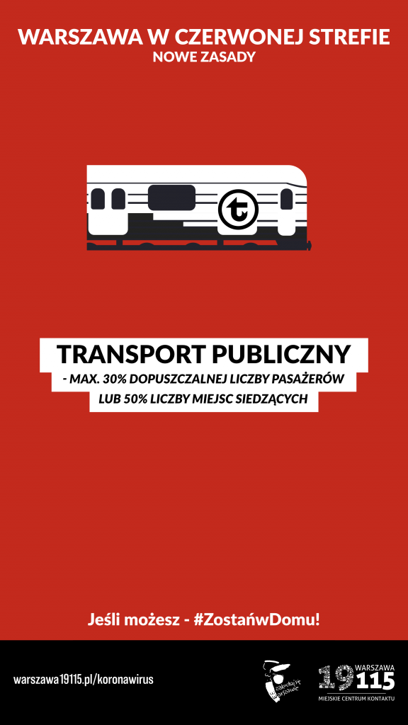 Transport publiczny - maksymalnie 30 procent dopuszczalnej miejsc w pojeździe