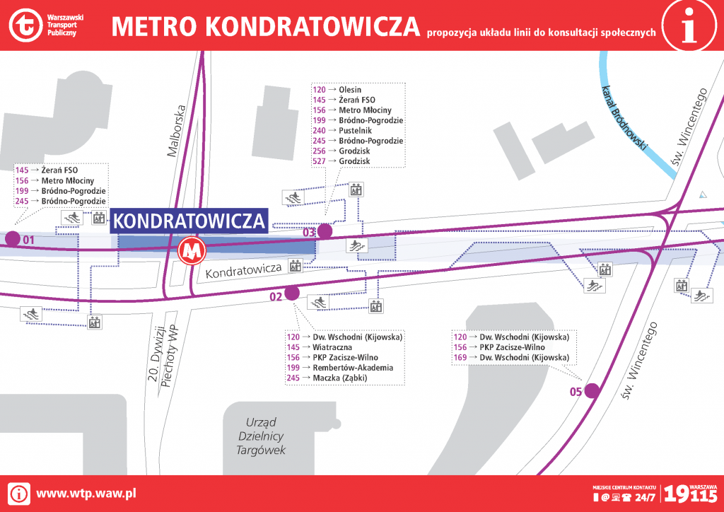 Propozycja dojazdu do stacji metra Kondratowicza