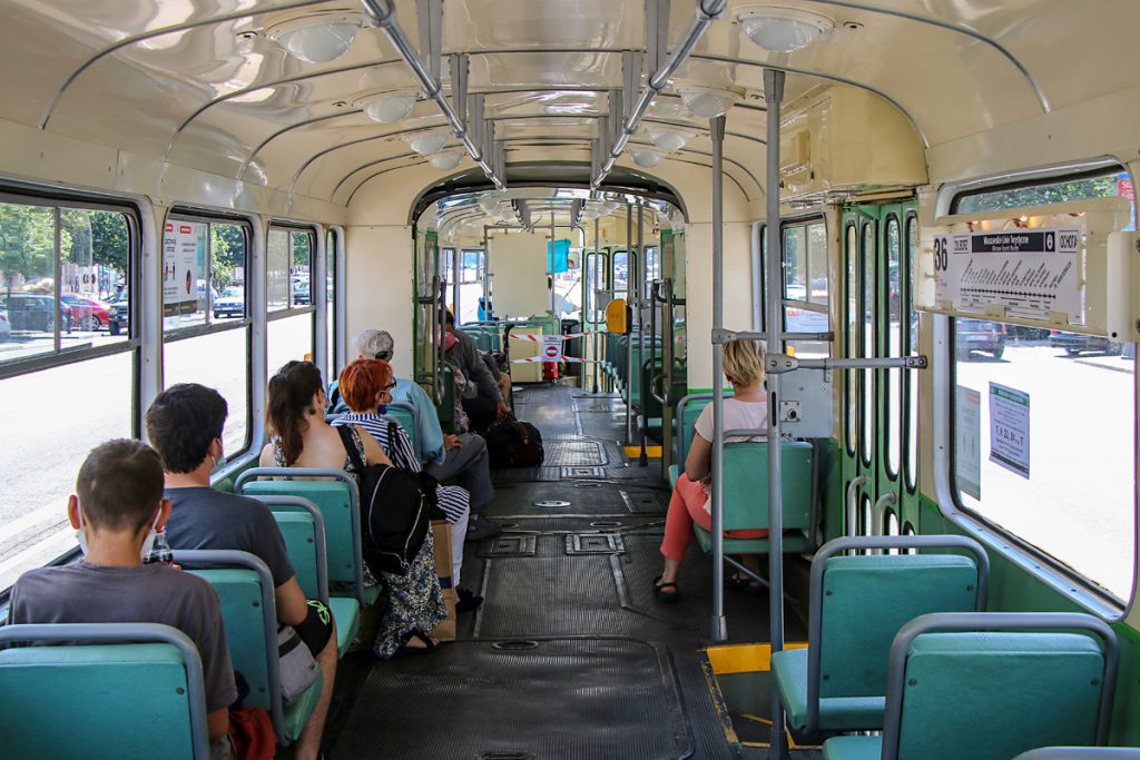 Interior of the type 102N tram from Poznań on the route 36