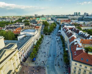 Widok z góry na Krakowskie Przedmieście