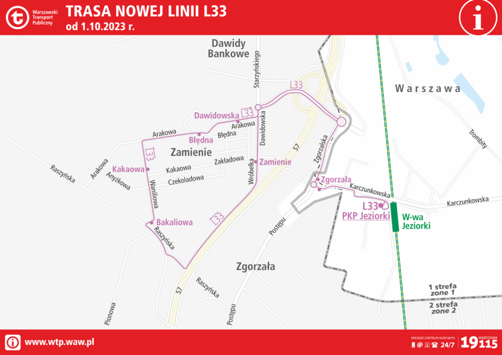 Schemat trasy linii L33